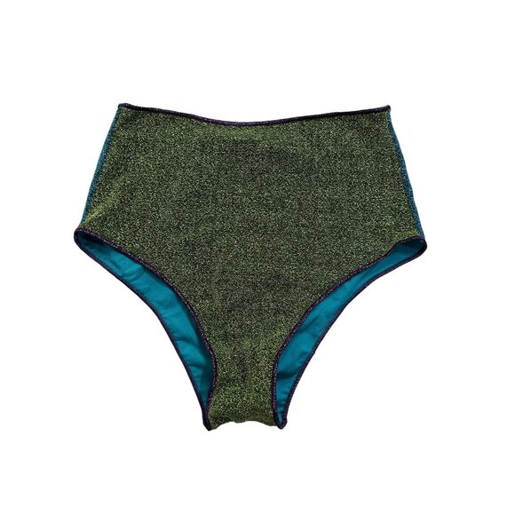 Oseree Swimwear Lumiere High Waisted Swim Bottoms in Aquamarine/Emerald - Picture 1 of 5